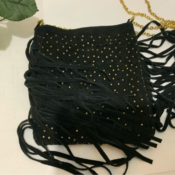 Mossino Supply Co Black studded suede fringe bag - Picture 5 of 10